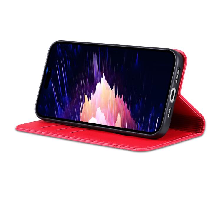 For iPhone 16e AZNS Magnetic Calf Texture Flip Leather Phone Case(Red) - iPhone 16e Cases by AZNS | Online Shopping South Africa | PMC TechLife | Buy Now Pay Later Mobicred
