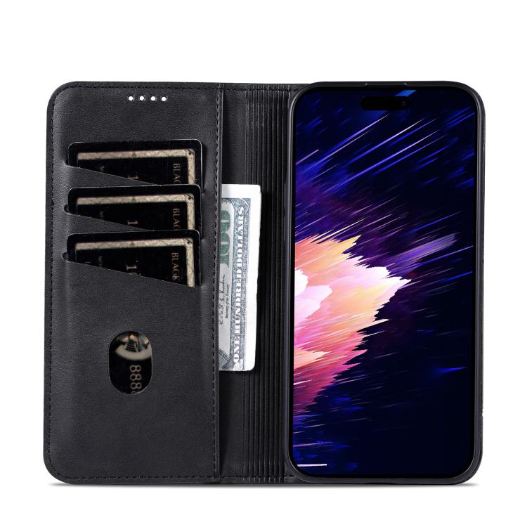 For iPhone 16e AZNS Magnetic Calf Texture Flip Leather Phone Case(Black) - iPhone 16e Cases by AZNS | Online Shopping South Africa | PMC TechLife | Buy Now Pay Later Mobicred