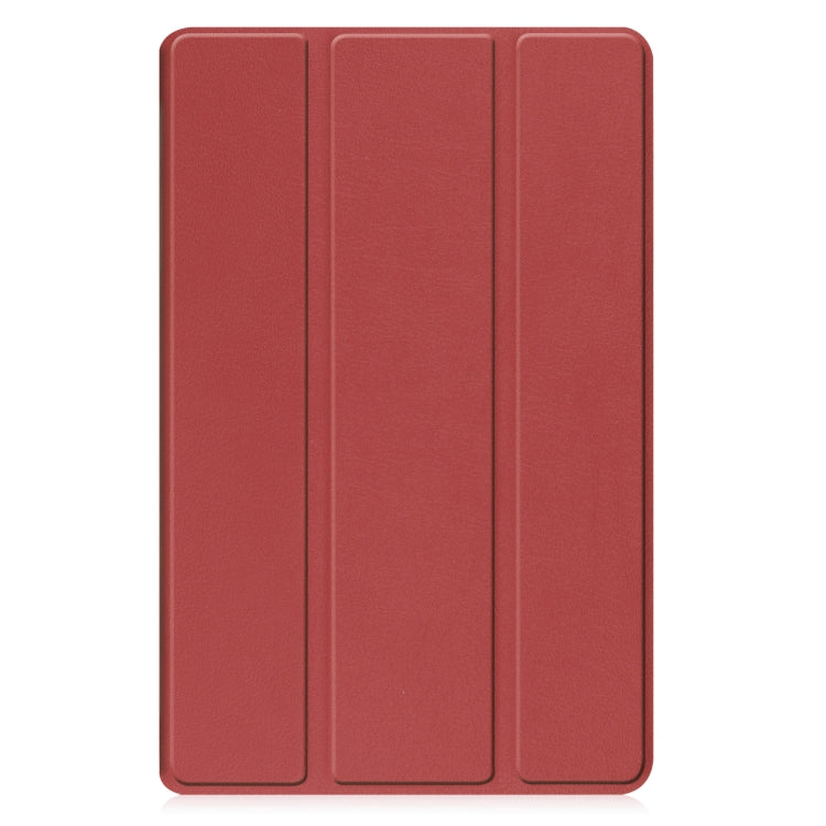 For Samsung Galaxy Tab A9 Custer Pure Color 3-Fold Holder Leather Tablet Case(Wine Red) - Others by PMC Jewellery | Online Shopping South Africa | PMC Jewellery | Buy Now Pay Later Mobicred