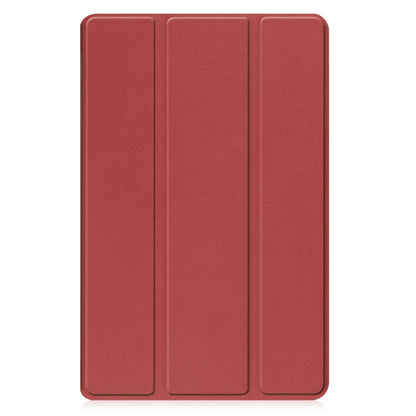 For Samsung Galaxy Tab A9 Custer Pure Color 3-Fold Holder Leather Tablet Case(Wine Red) - Others by PMC Jewellery | Online Shopping South Africa | PMC Jewellery | Buy Now Pay Later Mobicred