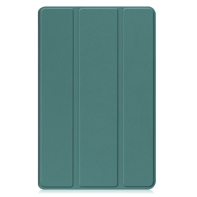 For Samsung Galaxy Tab A9 Custer Pure Color 3-Fold Holder Leather Tablet Case(Dark Green) - Others by PMC Jewellery | Online Shopping South Africa | PMC Jewellery | Buy Now Pay Later Mobicred