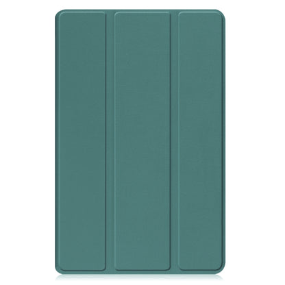 For Samsung Galaxy Tab A9 Custer Pure Color 3-Fold Holder Leather Tablet Case(Dark Green) - Others by PMC Jewellery | Online Shopping South Africa | PMC Jewellery | Buy Now Pay Later Mobicred