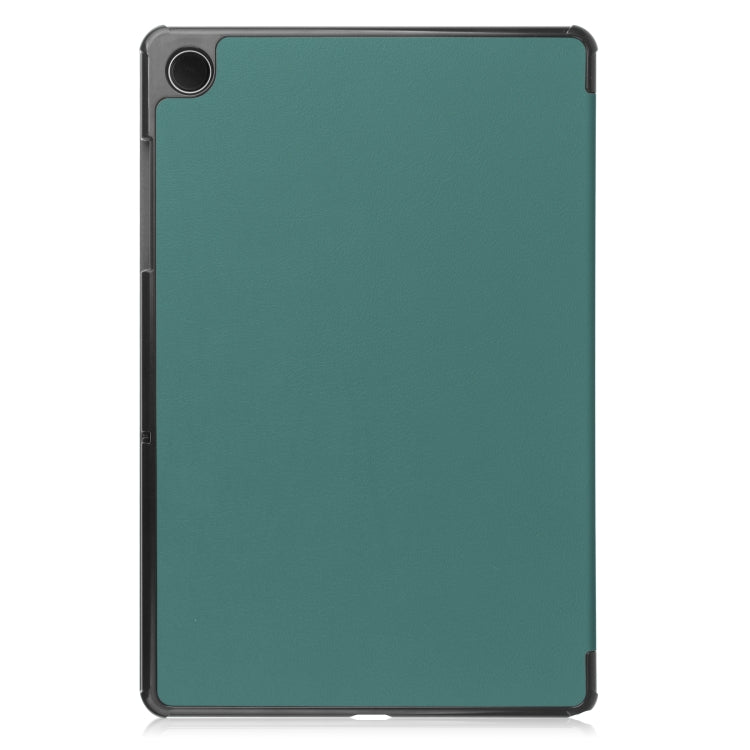 For Samsung Galaxy Tab A9 Custer Pure Color 3-Fold Holder Leather Tablet Case(Dark Green) - Others by PMC Jewellery | Online Shopping South Africa | PMC Jewellery | Buy Now Pay Later Mobicred