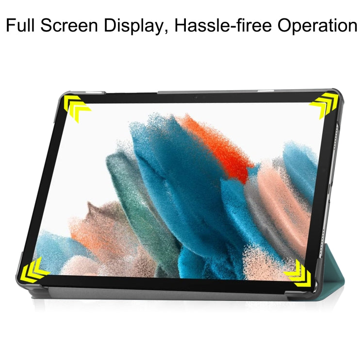 For Samsung Galaxy Tab A9 Custer Pure Color 3-Fold Holder Leather Tablet Case(Dark Green) - Others by PMC TechLife | Online Shopping South Africa | PMC TechLife | Buy Now Pay Later Mobicred