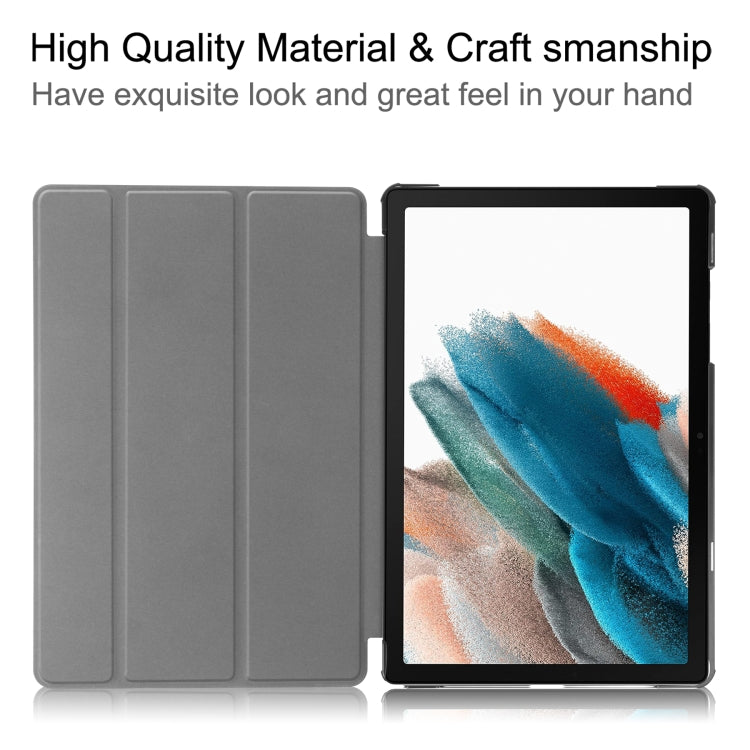 For Samsung Galaxy Tab A9 Custer Pure Color 3-Fold Holder Leather Tablet Case(Grey) - Others by PMC Jewellery | Online Shopping South Africa | PMC Jewellery | Buy Now Pay Later Mobicred