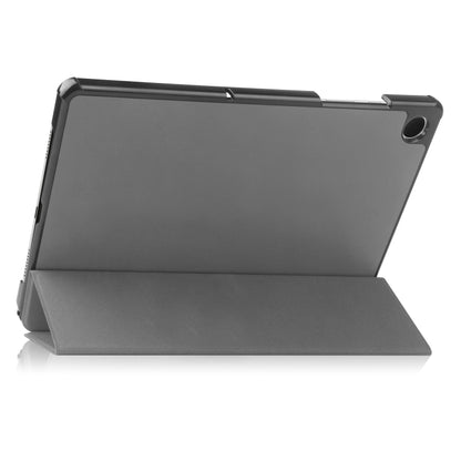 For Samsung Galaxy Tab A9 Custer Pure Color 3-Fold Holder Leather Tablet Case(Grey) - Others by PMC Jewellery | Online Shopping South Africa | PMC Jewellery | Buy Now Pay Later Mobicred