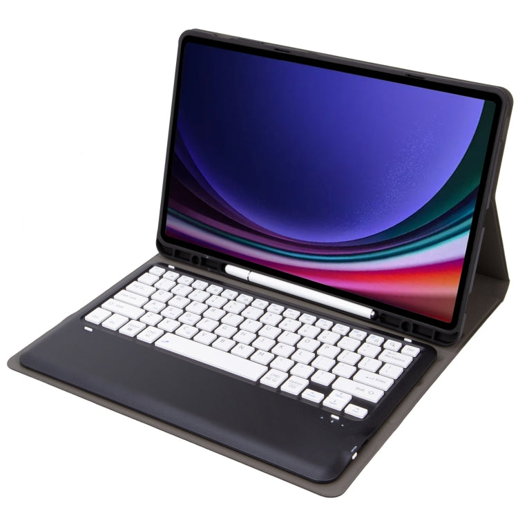 For Samsung Galaxy Tab S9 FE+ A810B Pen Slot Detachable Bluetooth Keyboard Leather Tablet Case(Black+White) - Samsung Keyboard by PMC TechLife | Online Shopping South Africa | PMC TechLife