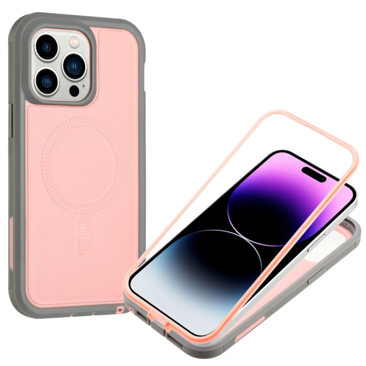 For iPhone 15 Plus Defender Series XT MagSafe Magnetic PC + TPU Shockproof Phone Case(Pink+Grey) - iPhone 15 Plus Cases by PMC Jewellery | Online Shopping South Africa | PMC Jewellery