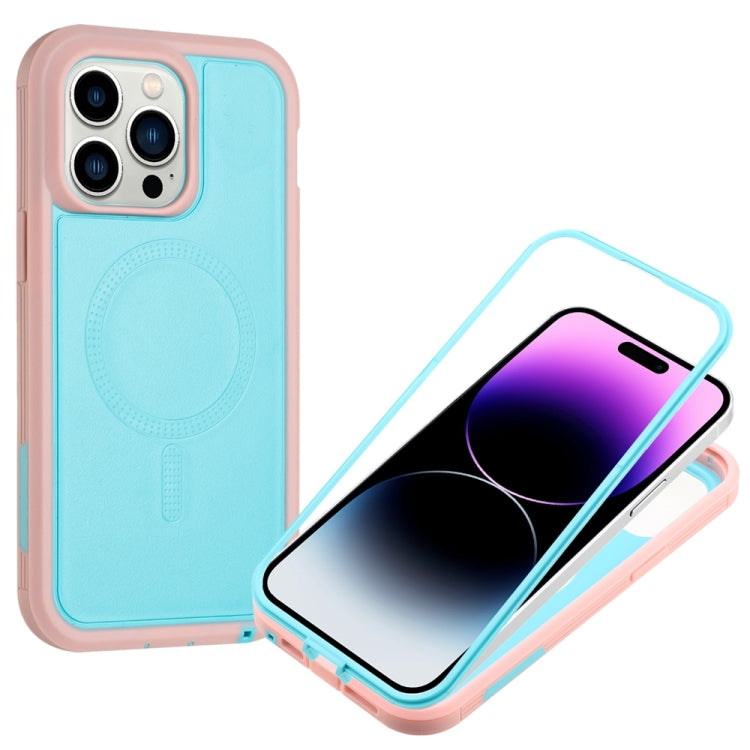 For iPhone 14 Pro Defender Series XT MagSafe Magnetic PC + TPU Shockproof Phone Case(Turquoise+Pink) - iPhone 14 Pro Cases by PMC Jewellery | Online Shopping South Africa | PMC Jewellery