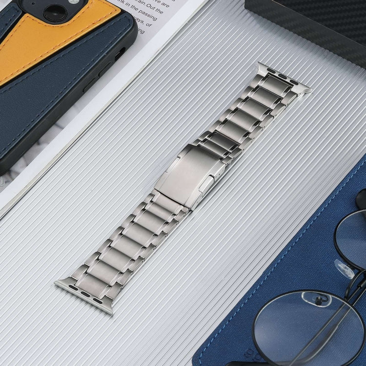 For Apple Watch SE 44mm Five Beads Turtle Buckle Titanium Steel Watch Band(Silver) - Watch Bands by PMC TechLife | Online Shopping South Africa | PMC TechLife