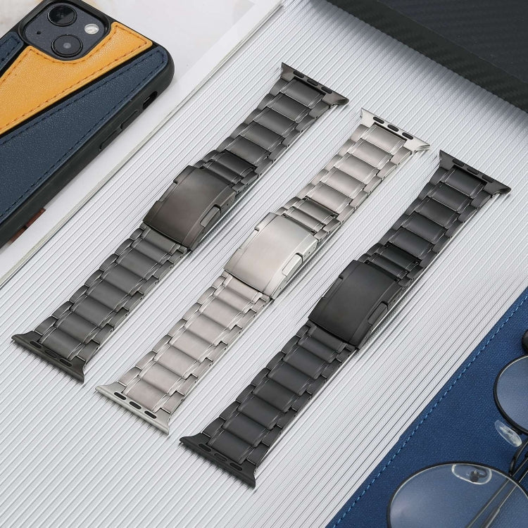 For Apple Watch SE 44mm Five Beads Turtle Buckle Titanium Steel Watch Band(Grey) - Watch Bands by PMC Jewellery | Online Shopping South Africa | PMC Jewellery