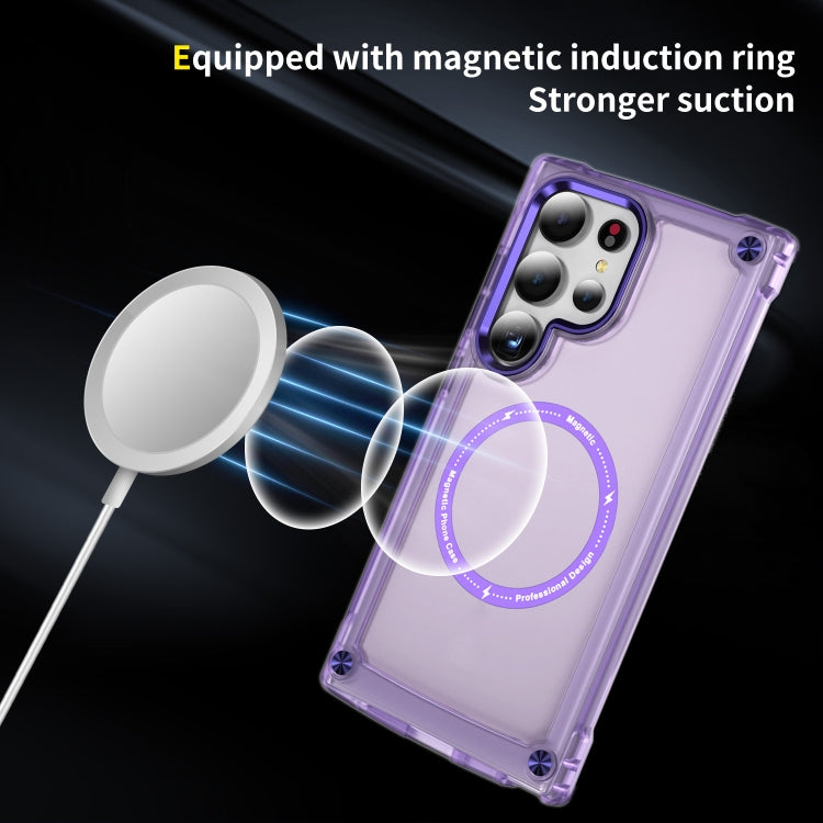 For Samsung Galaxy S25 Ultra 5G Skin Feel TPU + PC MagSafe Magnetic Phone Case(Transparent Purple) - Galaxy S25 Ultra 5G Cases by PMC Jewellery | Online Shopping South Africa | PMC Jewellery | Buy Now Pay Later Mobicred