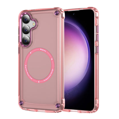 For Samsung Galaxy S25 5G Skin Feel TPU + PC MagSafe Magnetic Phone Case(Transparent Pink) - Galaxy S25 5G Cases by PMC Jewellery | Online Shopping South Africa | PMC Jewellery | Buy Now Pay Later Mobicred