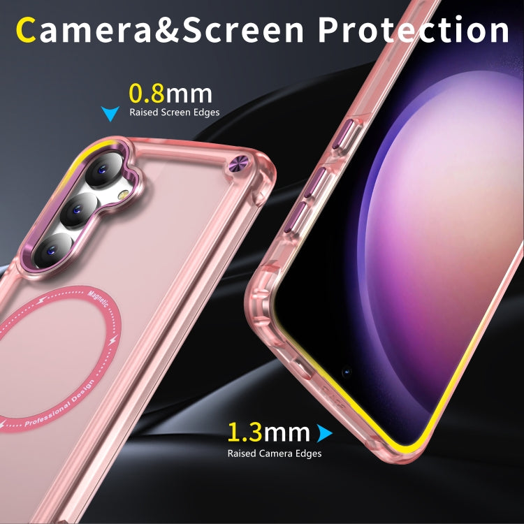 For Samsung Galaxy S25 5G Skin Feel TPU + PC MagSafe Magnetic Phone Case(Transparent Pink) - Galaxy S25 5G Cases by PMC Jewellery | Online Shopping South Africa | PMC Jewellery | Buy Now Pay Later Mobicred