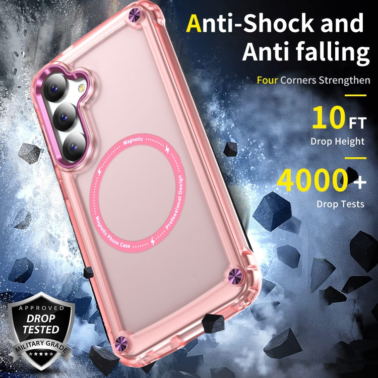 For Samsung Galaxy S25 5G Skin Feel TPU + PC MagSafe Magnetic Phone Case(Transparent Pink) - Galaxy S25 5G Cases by PMC Jewellery | Online Shopping South Africa | PMC Jewellery | Buy Now Pay Later Mobicred