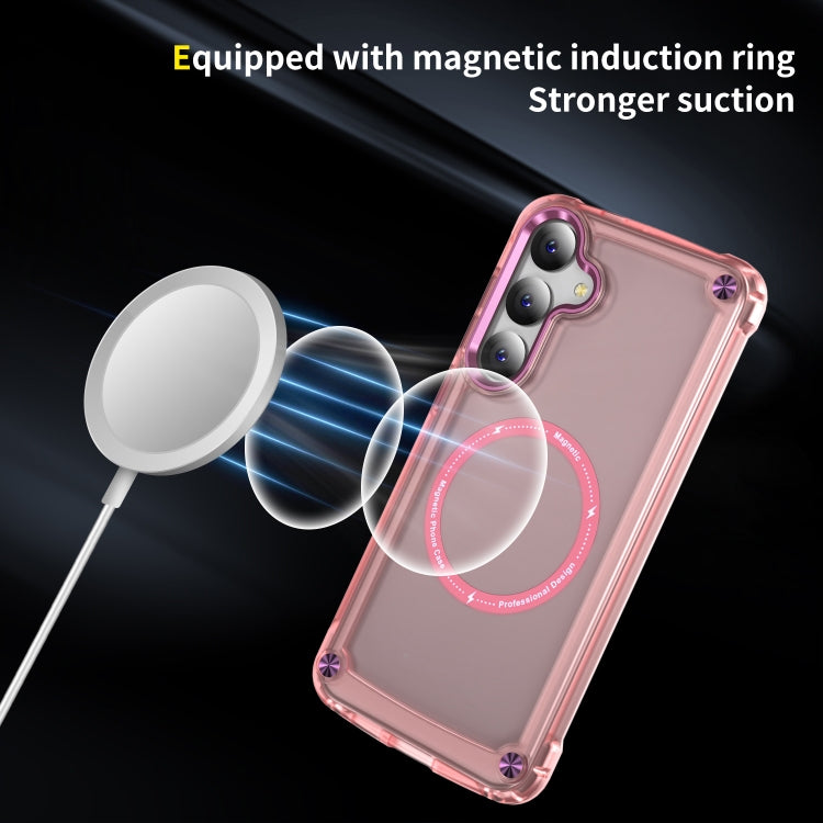 For Samsung Galaxy S25 5G Skin Feel TPU + PC MagSafe Magnetic Phone Case(Transparent Pink) - Galaxy S25 5G Cases by PMC Jewellery | Online Shopping South Africa | PMC Jewellery | Buy Now Pay Later Mobicred