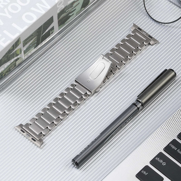 For Apple Watch SE 2022 40mm Five Beads Titanium Steel Watch Band(Silver) - Watch Bands by PMC Jewellery | Online Shopping South Africa | PMC Jewellery