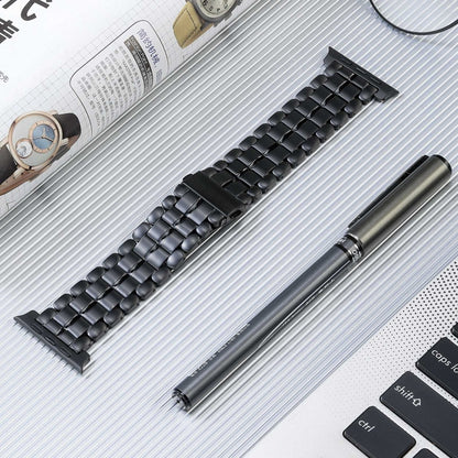 For Apple Watch 42mm Five Beads Titanium Steel Watch Band(Black) - Watch Bands by PMC Jewellery | Online Shopping South Africa | PMC Jewellery