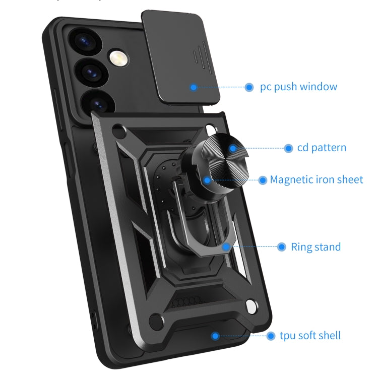 For Samsung Galaxy S24 5G Sliding Camera Cover Design TPU+PC Phone Case(Black) - Galaxy S24 5G Cases by PMC TechLife | Online Shopping South Africa | PMC TechLife | Buy Now Pay Later Mobicred