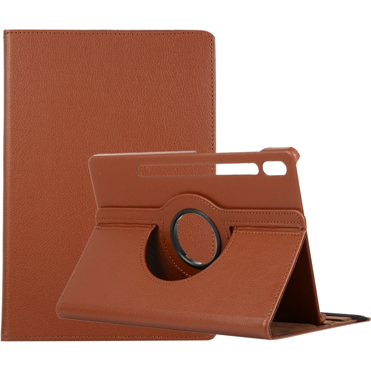 For Samsung Galaxy Tab S9+ / Tab S10+ Litchi Texture 360 Degrees Rotation Holder Leather Tablet Case(Brown) - free shipping - PMC Jewellery - Order now!