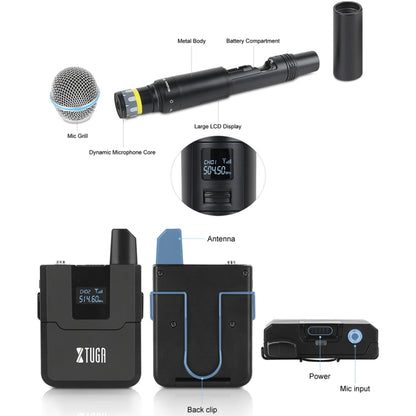 XTUGA A140-H Wireless Microphone System 4 Channel UHF Handheld Microphone(UK Plug) - Microphone by XTUGA | Online Shopping South Africa | PMC Jewellery | Buy Now Pay Later Mobicred