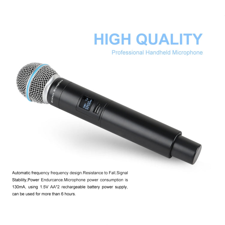 XTUGA A140-H Wireless Microphone System 4 Channel UHF Handheld Microphone(UK Plug) - Microphone by XTUGA | Online Shopping South Africa | PMC Jewellery | Buy Now Pay Later Mobicred