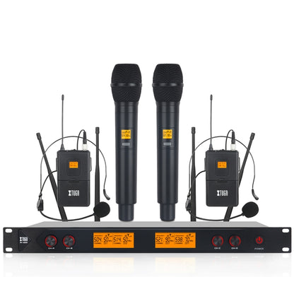 XTUGA A400-HB Professional 4-Channel UHF Wireless Microphone System with 2 Handheld & 2 Headset Microphone(US Plug) - Microphone by XTUGA | Online Shopping South Africa | PMC Jewellery | Buy Now Pay Later Mobicred