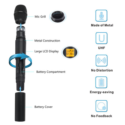 XTUGA A400-HB Professional 4-Channel UHF Wireless Microphone System with 2 Handheld & 2 Headset Microphone(US Plug) - Microphone by XTUGA | Online Shopping South Africa | PMC Jewellery | Buy Now Pay Later Mobicred