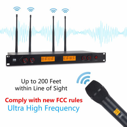 XTUGA A400-HB Professional 4-Channel UHF Wireless Microphone System with 2 Handheld & 2 Headset Microphone(AU Plug) - Microphone by XTUGA | Online Shopping South Africa | PMC Jewellery | Buy Now Pay Later Mobicred