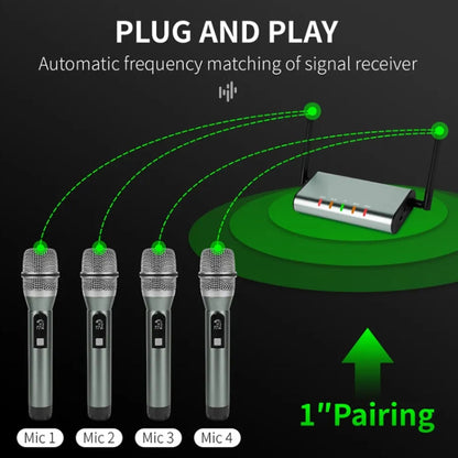 XTUGA U-F4600 Professional 4-Channel UHF Wireless Microphone System with 4 Handheld Microphone(UK Plug) - Microphone by XTUGA | Online Shopping South Africa | PMC Jewellery | Buy Now Pay Later Mobicred