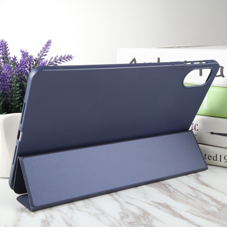 For Honor Pad X9 / X8 Pro Solid Color 3-folding Leather Tablet Case(Dark Blue) - free shipping - PMC TechLife - Order now!