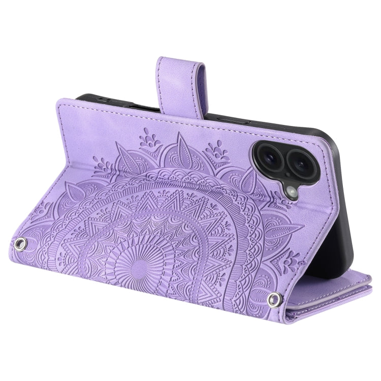 For iPhone 16 Plus Multi-Card Totem Zipper Leather Phone Case(Purple) - iPhone 16 Plus Cases by PMC TechLife | Online Shopping South Africa | PMC TechLife | Buy Now Pay Later Mobicred