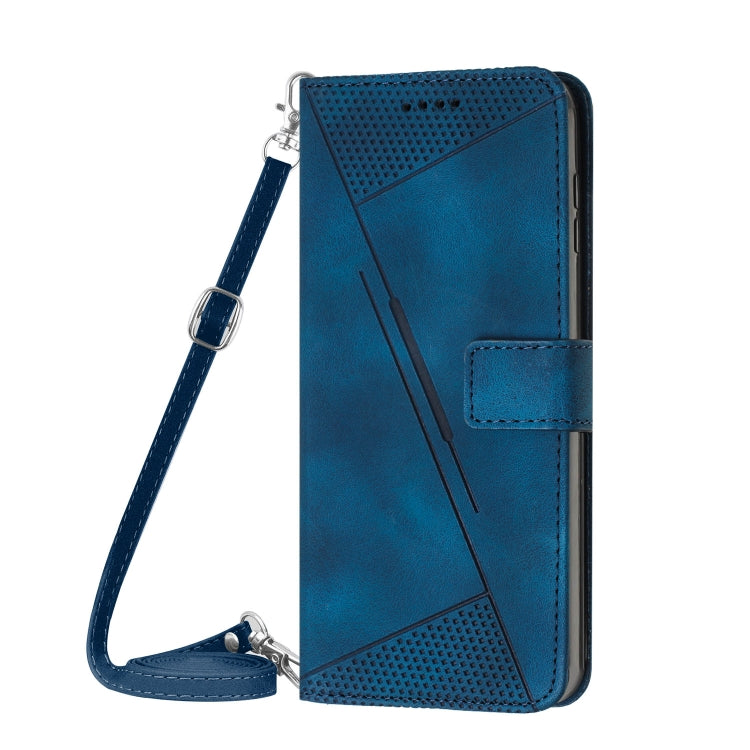 For Motorola Moto G Play 2024 Dream Triangle Leather Phone Case with Lanyard(Blue) - Motorola Cases by PMC Jewellery | Online Shopping South Africa | PMC Jewellery | Buy Now Pay Later Mobicred