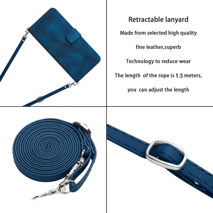 For Motorola Moto G Play 2024 Dream Triangle Leather Phone Case with Lanyard(Blue) - Motorola Cases by PMC Jewellery | Online Shopping South Africa | PMC Jewellery | Buy Now Pay Later Mobicred