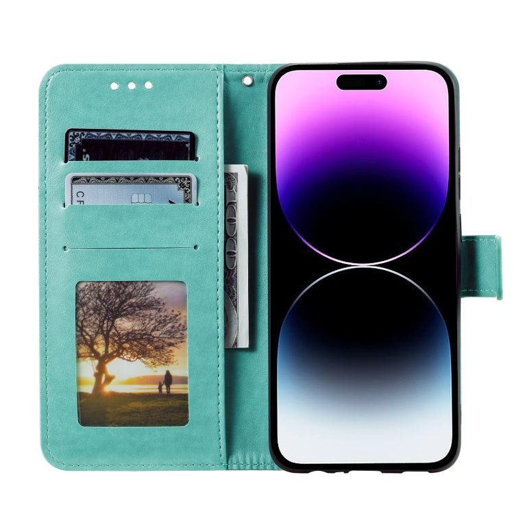 For iPhone 16 Pro Max Totem Flower Embossed Leather Phone Case(Green) - iPhone 16 Pro Max Cases by PMC TechLife | Online Shopping South Africa | PMC TechLife | Buy Now Pay Later Mobicred