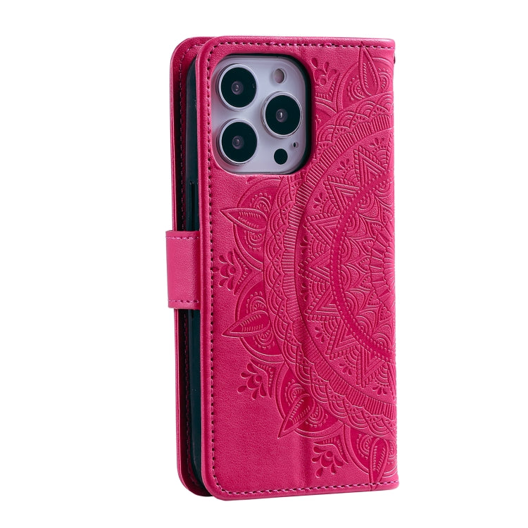 For iPhone 16 Pro Max Totem Flower Embossed Leather Phone Case(Red) - iPhone 16 Pro Max Cases by PMC TechLife | Online Shopping South Africa | PMC TechLife | Buy Now Pay Later Mobicred