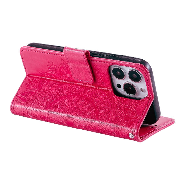 For iPhone 16 Pro Max Totem Flower Embossed Leather Phone Case(Red) - iPhone 16 Pro Max Cases by PMC TechLife | Online Shopping South Africa | PMC TechLife | Buy Now Pay Later Mobicred