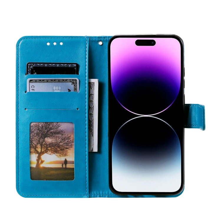For iPhone 16 Pro Max Totem Flower Embossed Leather Phone Case(Blue) - iPhone 16 Pro Max Cases by PMC TechLife | Online Shopping South Africa | PMC TechLife | Buy Now Pay Later Mobicred