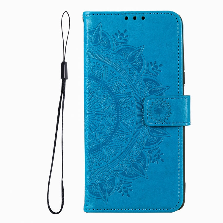 For iPhone 16 Totem Flower Embossed Leather Phone Case(Blue) - iPhone 16 Cases by PMC Jewellery | Online Shopping South Africa | PMC Jewellery | Buy Now Pay Later Mobicred