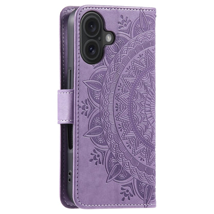 For iPhone 16 Totem Flower Embossed Leather Phone Case(Purple) - iPhone 16 Cases by PMC Jewellery | Online Shopping South Africa | PMC Jewellery | Buy Now Pay Later Mobicred