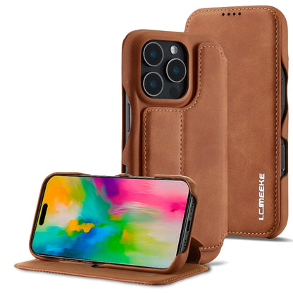 For iPhone 16 Pro LC.IMEEKE Hon Ancient Series Flip Leather Phone Case(Brown) - iPhone 16 Pro Cases by LC.IMEEKE | Online Shopping South Africa | PMC Jewellery | Buy Now Pay Later Mobicred