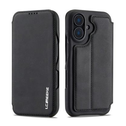 For iPhone 16 Plus LC.IMEEKE Hon Ancient Series Flip Leather Phone Case(Black) - iPhone 16 Plus Cases by LC.IMEEKE | Online Shopping South Africa | PMC Jewellery | Buy Now Pay Later Mobicred