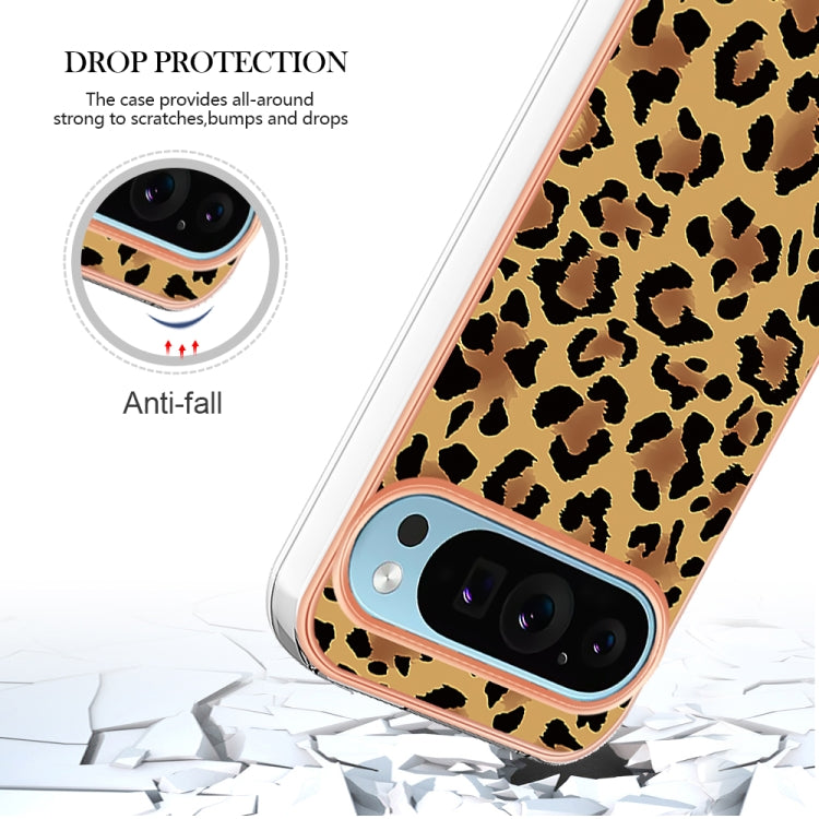 For Google Pixel 9 / 9 Pro Electroplating Dual-side IMD Phone Case(Leopard Print) - Google Cases by PMC TechLife | Online Shopping South Africa | PMC TechLife | Buy Now Pay Later Mobicred
