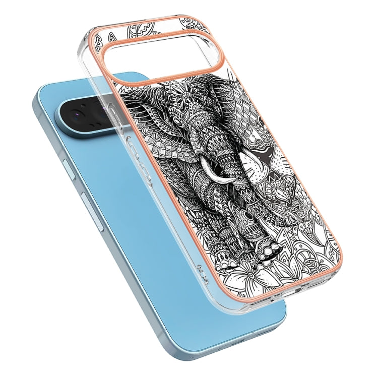 For Google Pixel 9 Pro XL Electroplating Dual-side IMD Phone Case(Totem Elephant) - Google Cases by PMC TechLife | Online Shopping South Africa | PMC TechLife | Buy Now Pay Later Mobicred