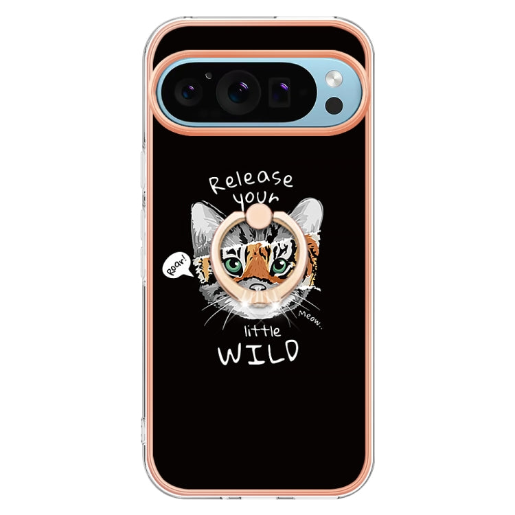 For Google Pixel 9 Pro XL Electroplating Dual-side IMD Phone Case with Ring Holder(Natural Growth) - Google Cases by PMC TechLife | Online Shopping South Africa | PMC TechLife | Buy Now Pay Later Mobicred