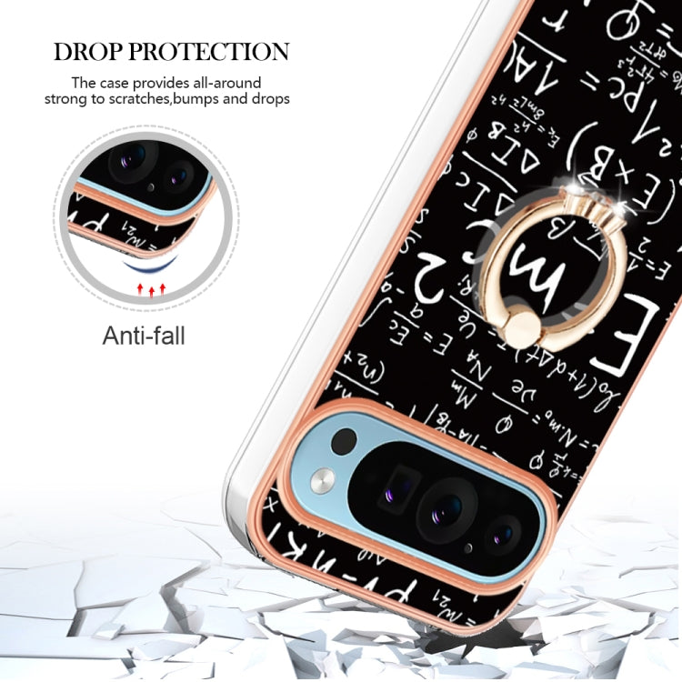 For Google Pixel 9 / 9 Pro Electroplating Dual-side IMD Phone Case with Ring Holder(Equation) - Google Cases by PMC TechLife | Online Shopping South Africa | PMC TechLife | Buy Now Pay Later Mobicred