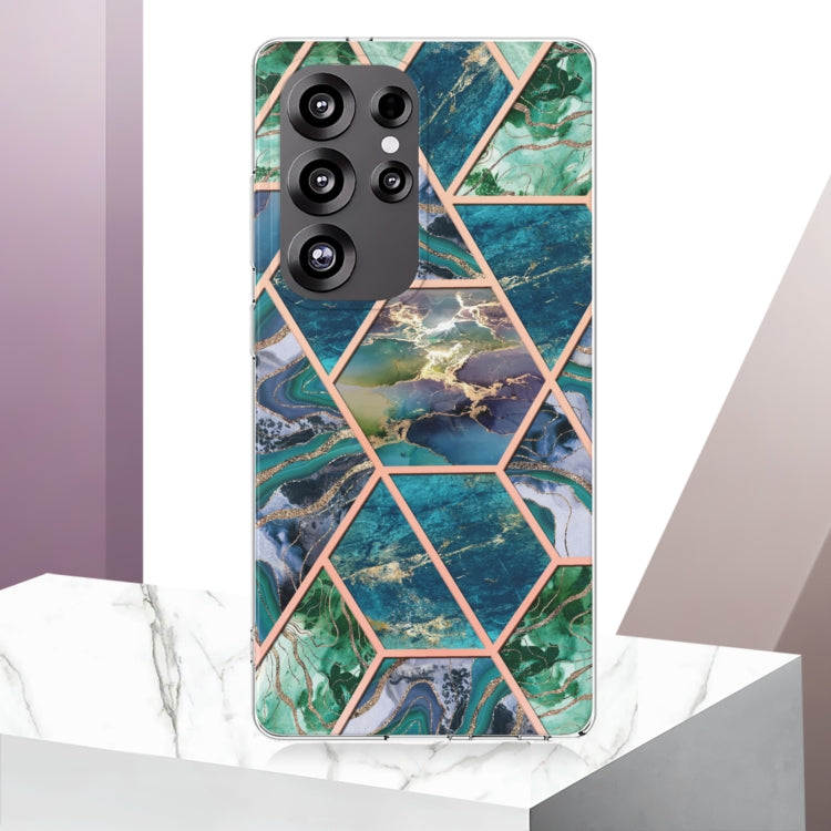 For Samsung Galaxy S25 Ultra 5G Electroplating Splicing Marble TPU Phone Case(Blue Green) - Galaxy S25 Ultra 5G Cases by PMC Jewellery | Online Shopping South Africa | PMC Jewellery | Buy Now Pay Later Mobicred