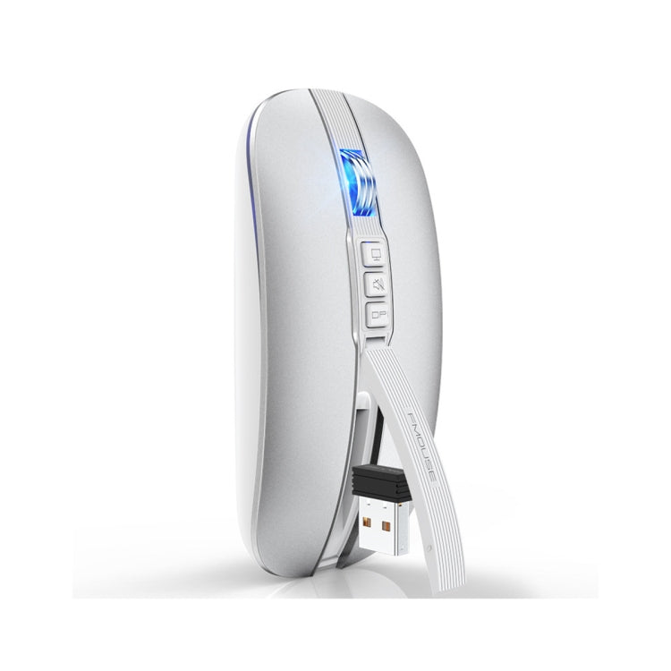 HXSJ M113 2400DPI Dual Mode 2.4GHz + Bluetooth 5.1 Wireless Mouse(Space Silver) - free shipping - PMC Jewellery - Order now!