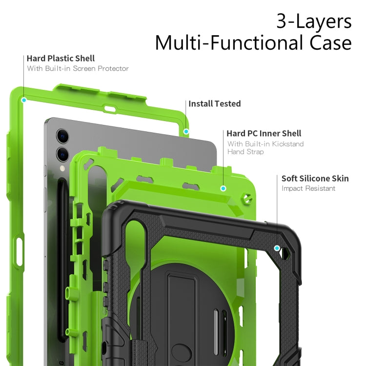 For Samsung Galaxy Tab S10+ / S9+ / S9 FE+ Silicone + PC Tablet Case(Black+Yellow Green) - Galaxy Tab S9+ Cases by PMC Jewellery | Online Shopping South Africa | PMC Jewellery | Buy Now Pay Later Mobicred
