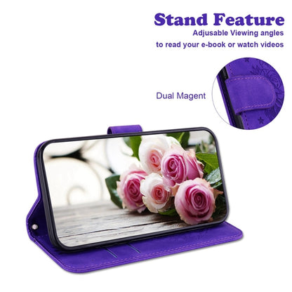 For Honor X5 Plus / Play 40C Butterfly Rose Embossed Leather Phone Case(Purple) - Honor Cases by PMC Jewellery | Online Shopping South Africa | PMC Jewellery